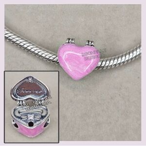Silver S925 Pink Heart Charm Opens